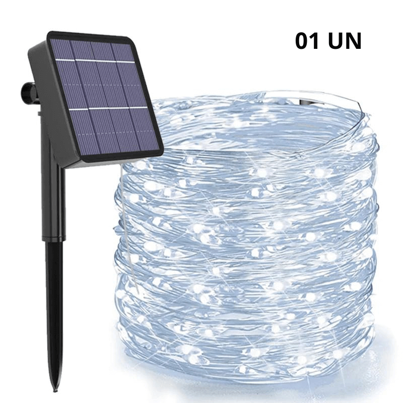 Cordão de LED Luzes de Fada c/ Carregamento Solar