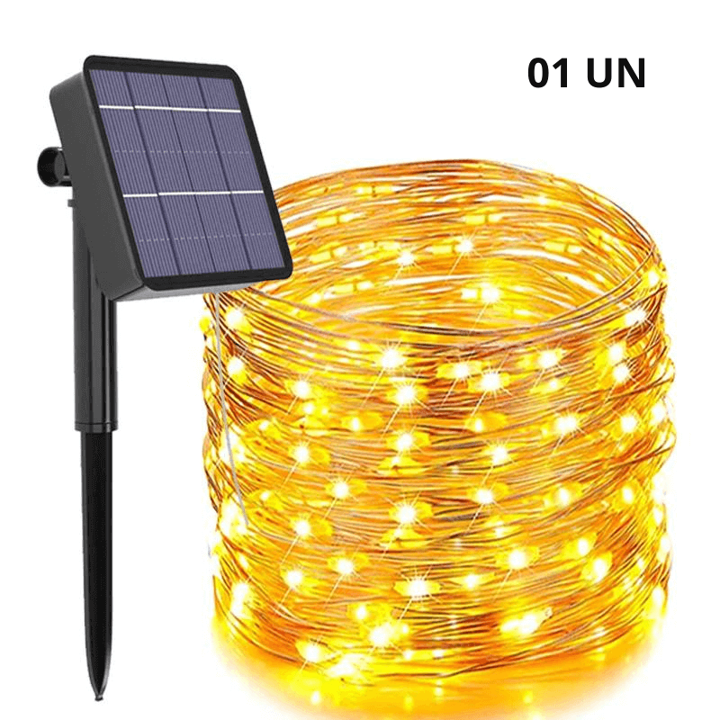 Cordão de LED Luzes de Fada c/ Carregamento Solar