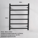 Toalheiro Térmico Smart Elegance Aço Inoxidável Display Digital WiFi Fiação Oculta/Exposta Preto