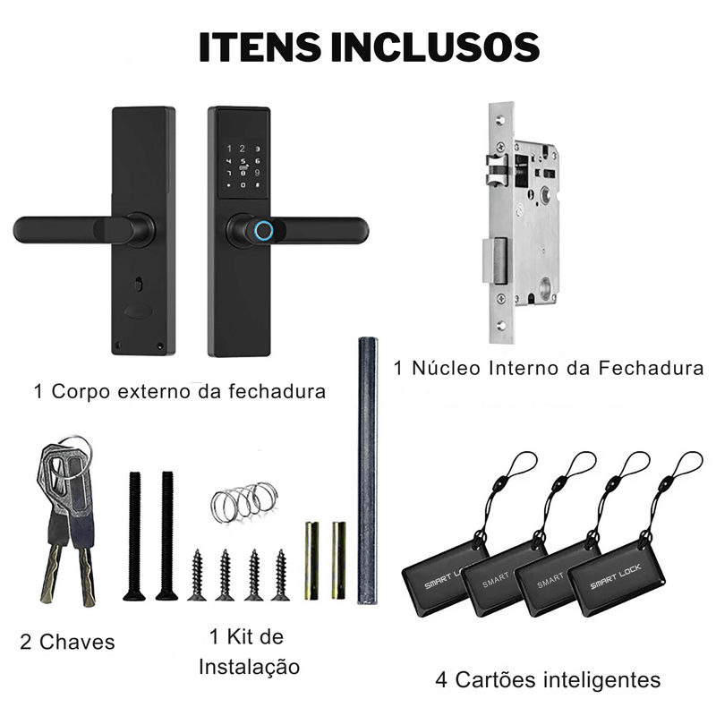 Fechadura Eletrônica Inteligente Digital Smart Tuya com Biometria, Wi-Fi