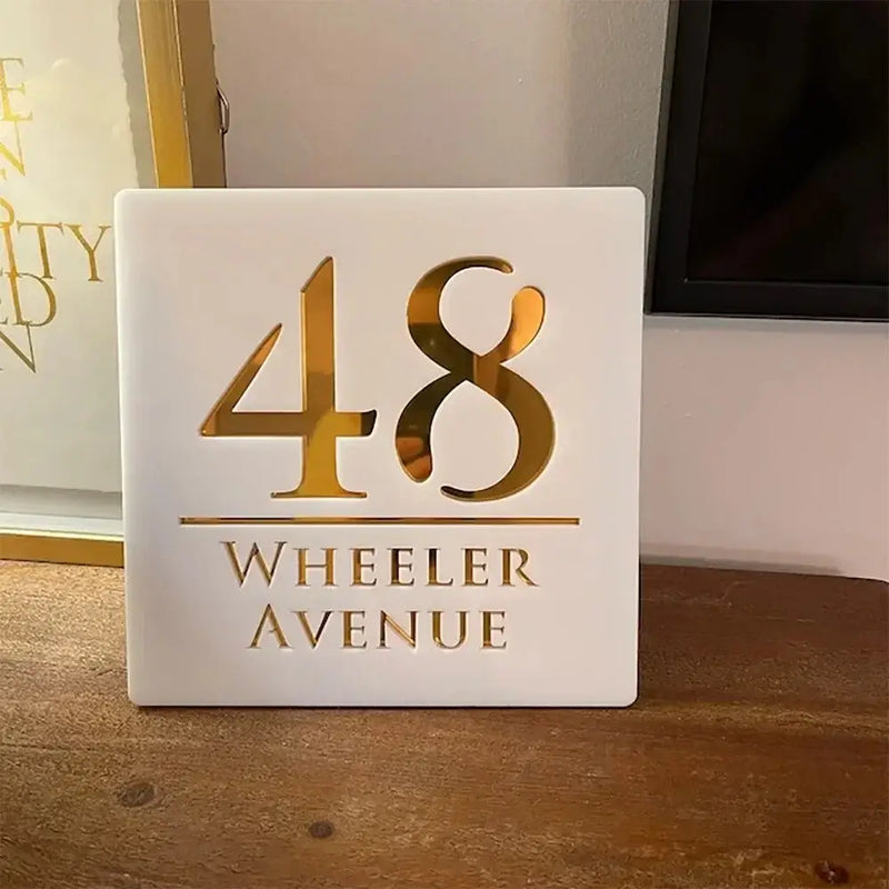 Placa Personalizada Modern Blanche com Endereço 3D