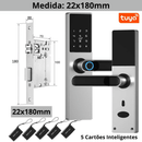 Fechadura Eletrônica Inteligente Digital Smart Tuya com Biometria, Wi-Fi