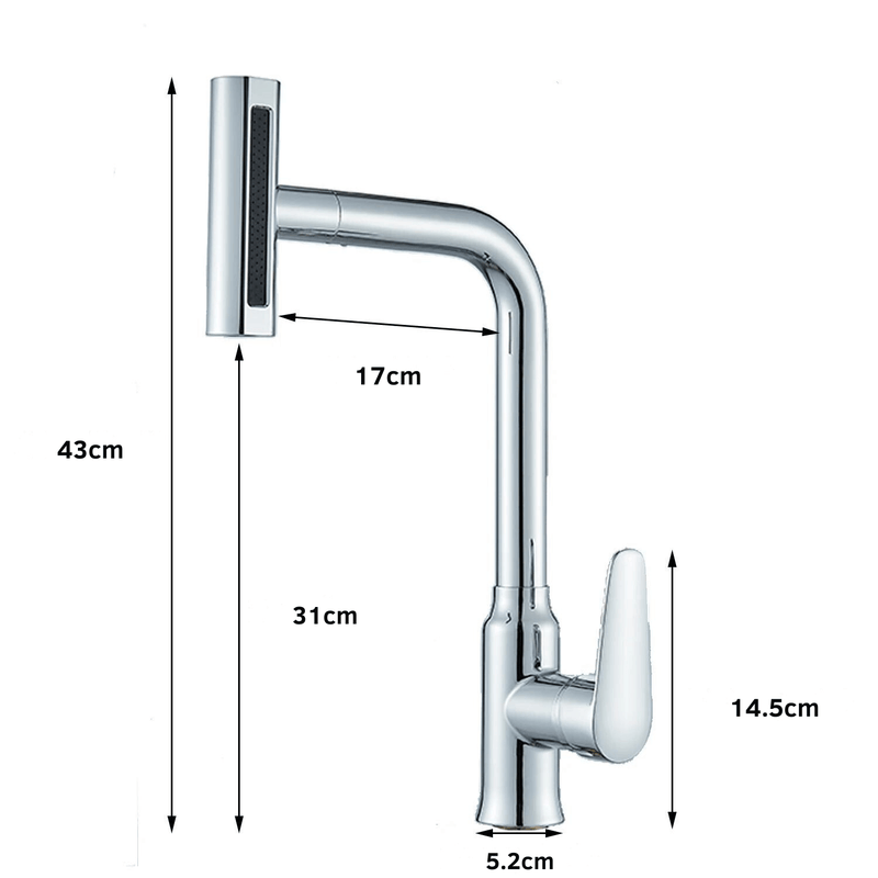 Torneira de Cozinha EleganceFlow - Rotação 360°  Ducha Extensível, Quente e Fria