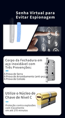 Fechadura Eletrônica Inteligente Reconhecimento Facial 3D Biométrica WiFi Digital - APP Eques