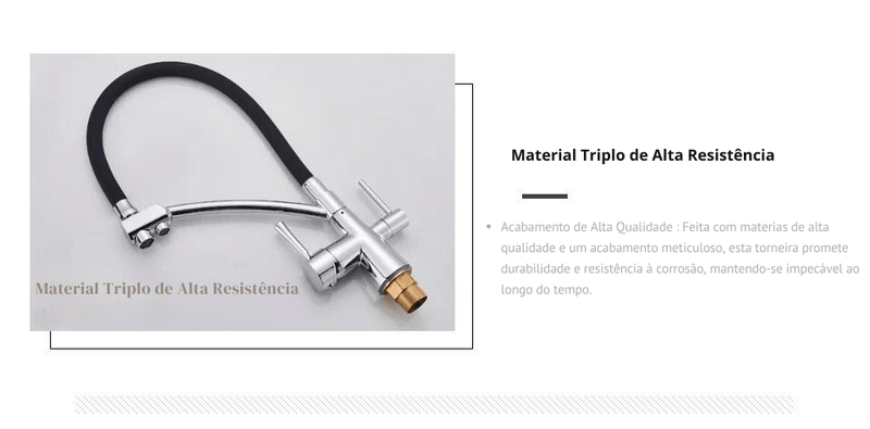 Torneira Gourmet Com Saída Para Água Filtrada Monocomando Quente e Fria Elegance Arc