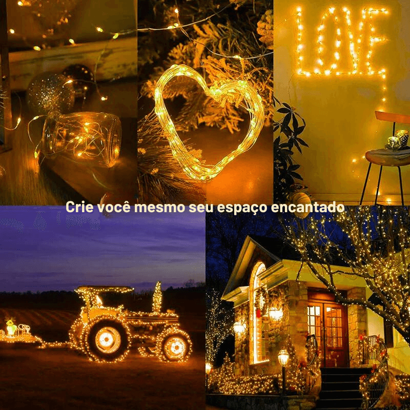 Cordão de LED Luzes de Fada c/ Carregamento Solar