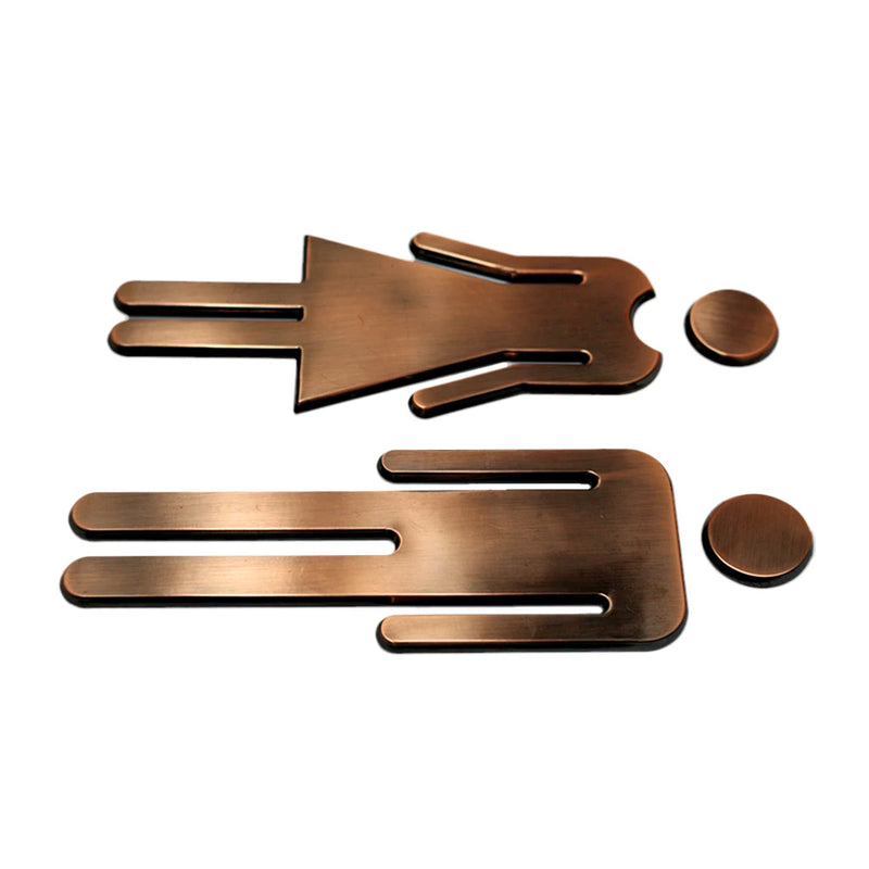 Placas de Sinalização de Banheiro em Bronze Feminino / Masculino Adesiva