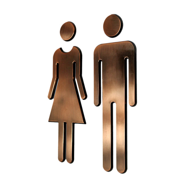 Placas de Sinalização de Banheiro em Bronze Feminino / Masculino Adesiva