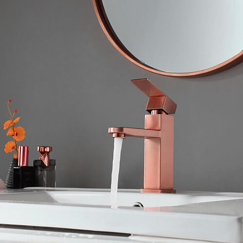 Torneira para Banheiro AquaRose Luxo Misturador Quente e Fria Monocomando Rose Gold