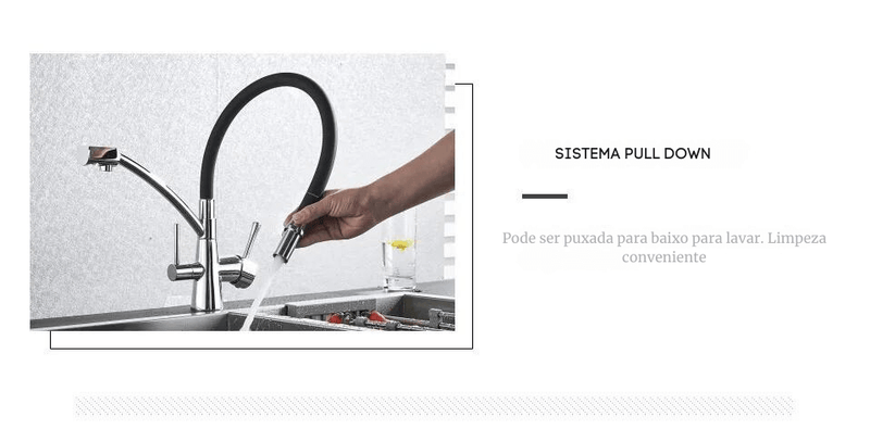 Torneira Gourmet Com Saída Para Água Filtrada Monocomando Quente e Fria Elegance Arc