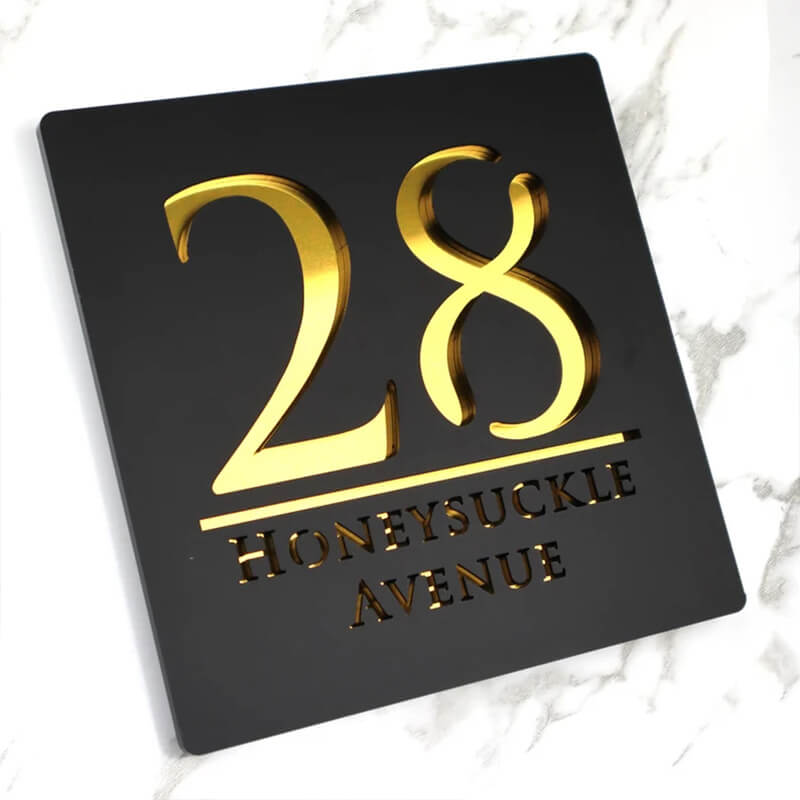 Placa Personalizada Modern Blanche com Endereço 3D
