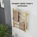 Toalheiro Térmico Smart Elegance Aço Inoxidável Display Digital WiFi Fiação Oculta/Exposta Dourado