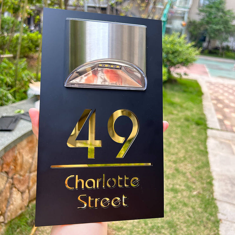 Placa Personalizada Glow Endereço Resdidencial Comercial 3D  c/ Luminaria Solar