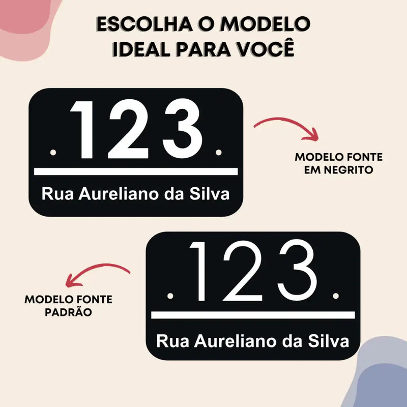 Placa de Endereço Personalizada Lux Gold