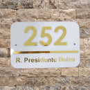 Placa de Endereço Personalizada Lux Gold