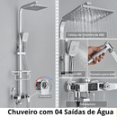 Chuveiro Completo Cromado - Misturador Com Termostato e Display Digital