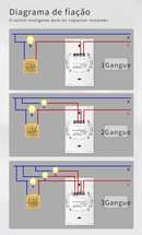 Interruptor Smart Wi-Touch e Comando de Voz Tuya - Compatível com Alexa e Google Home