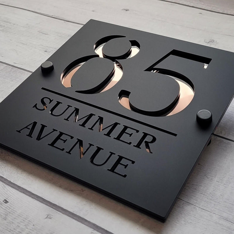 Placa Personalizada Modern Blanche com Endereço 3D