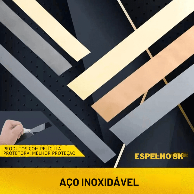 Moldura Espelhada Escovada Aço Inox