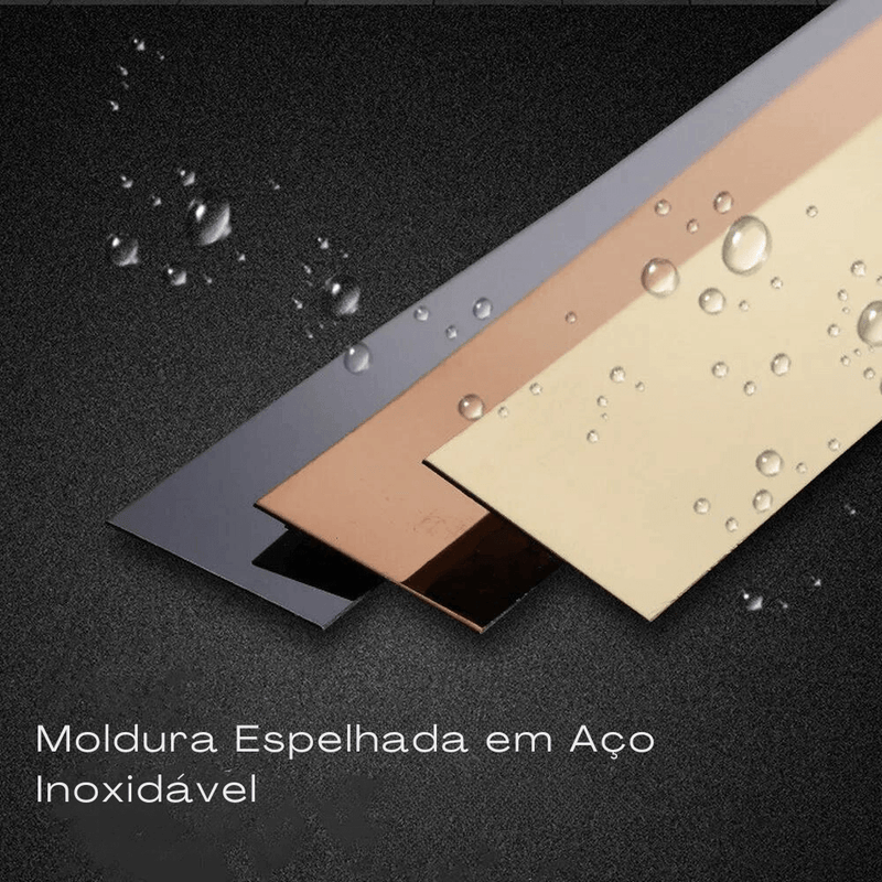 Moldura Espelhada Escovada Aço Inox Gold Preto Prata Rose Gold