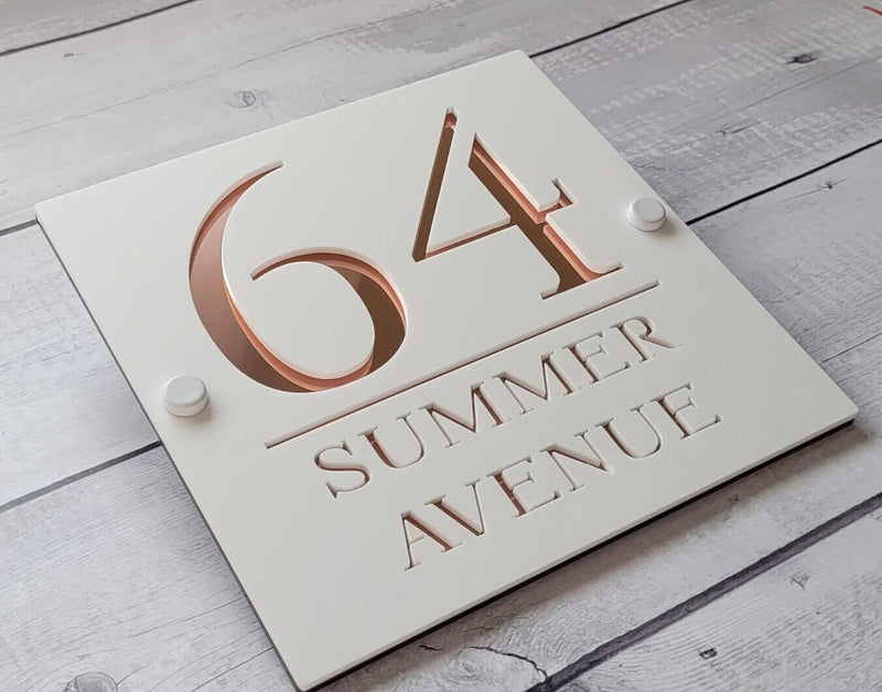 Placa Personalizada Modern Blanche com Endereço 3D