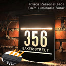 Placa  Personalizada de Endereço com Luminária Solar Ligth Nigth