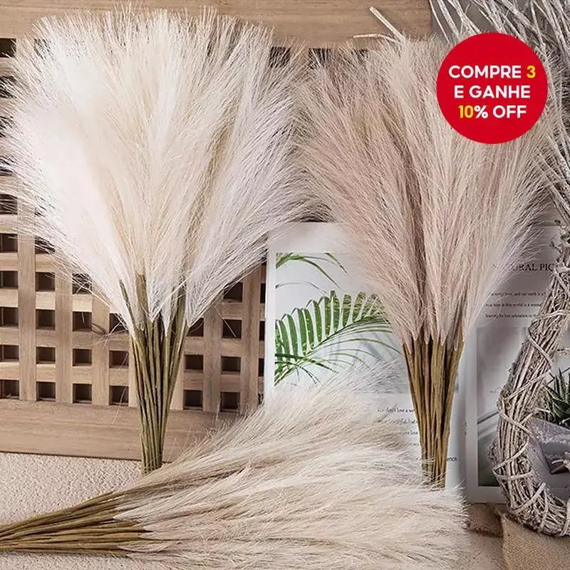 Flores Artificiais Reed 53cm Kit 10 Unidades – Decoração de Natal, Casamento e Festa