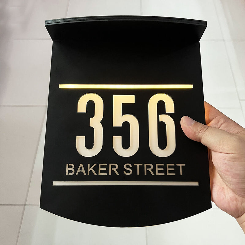 Placa  Personalizada de Endereço com Luminária Solar Ligth Nigth