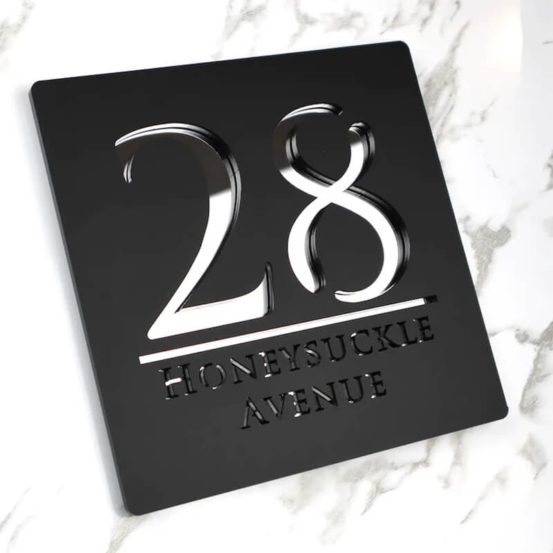 Placa Personalizada Modern Blanche com Endereço 3D